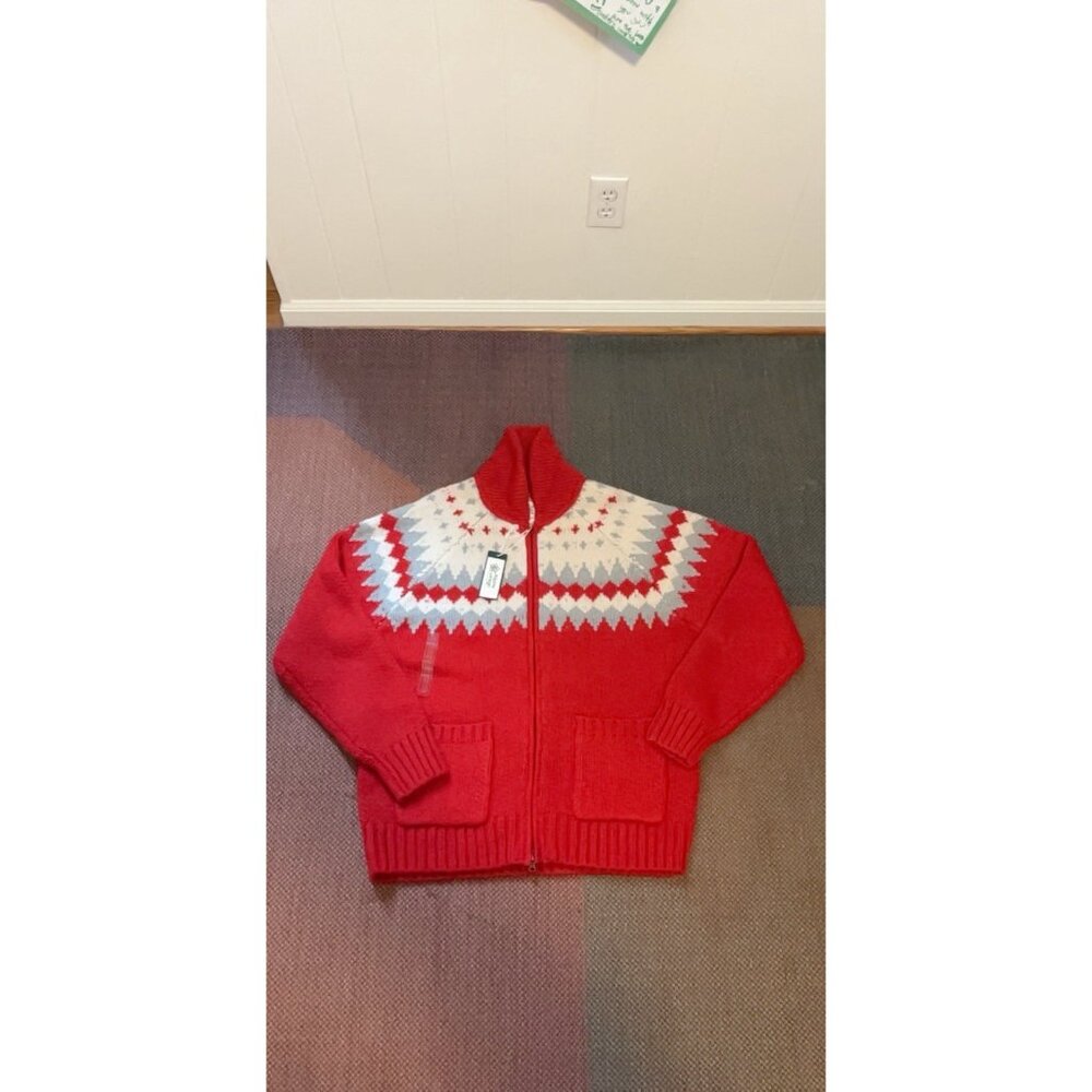 NWT NEW Alpine Design Full Zip Red Cardigan Sweater Men's M MSRP $98